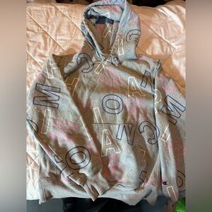 Champion Gray Hoodie with Colorful Accents